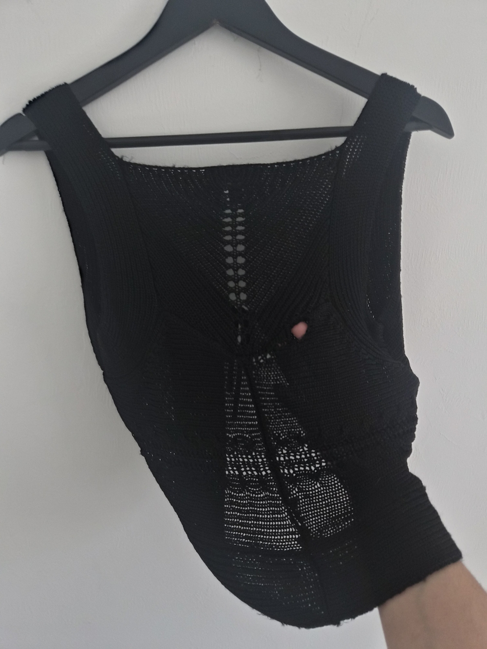 Bebe Black Crochet Tie Front Crop Top